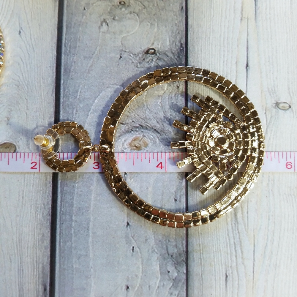 Evil Eye Large Rhinestone Earrings - Picture 5 of 7